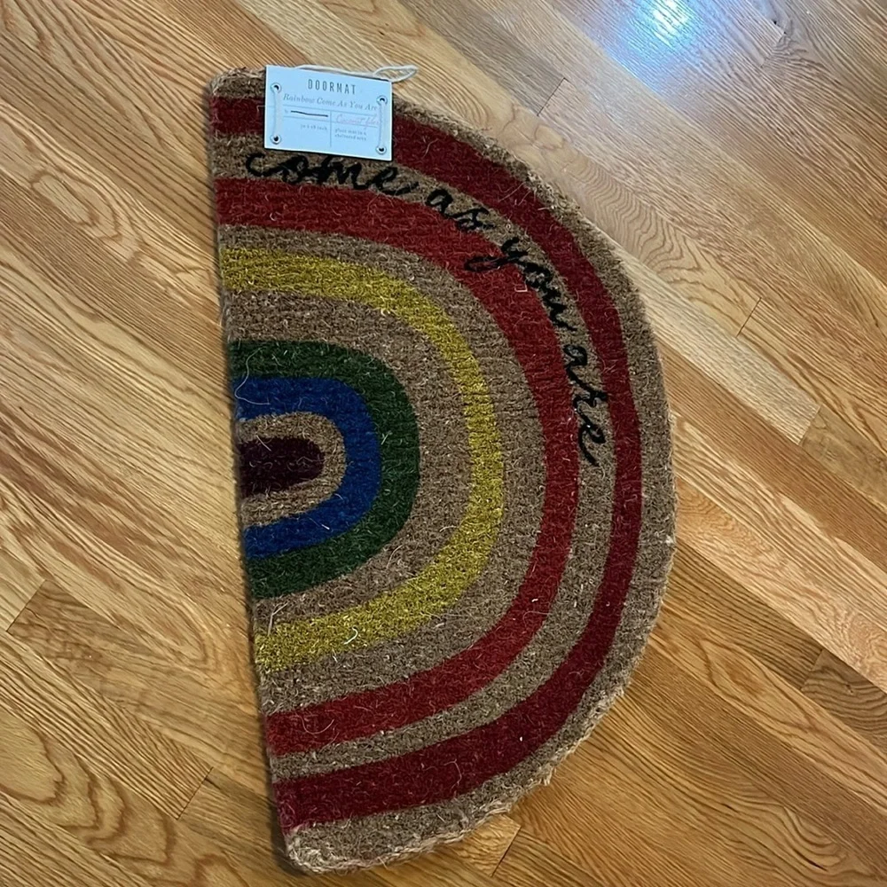 Anthropologie Rainbow Come As You Are Doormat NWT